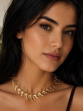 Gold Coral Branch Statement Necklace Coastal Beach Resort Jewelry